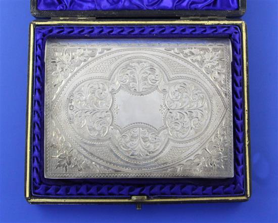 A cased late Victorian silver mounted notecase/wallet by Hilliard & Thomason, 4.25in.